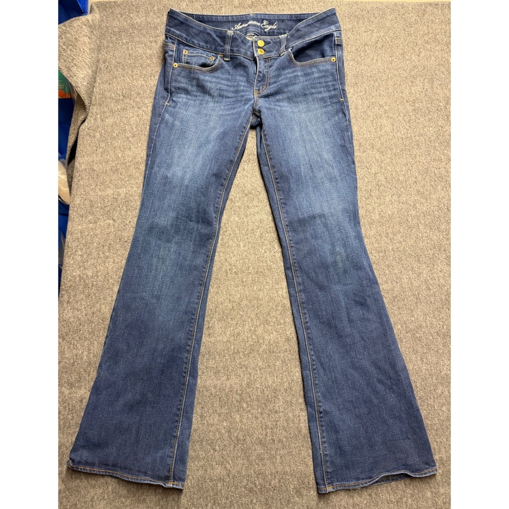 American Eagle Artist Flare Jeans Medium Wash Stretch Blue Denim Size 8
